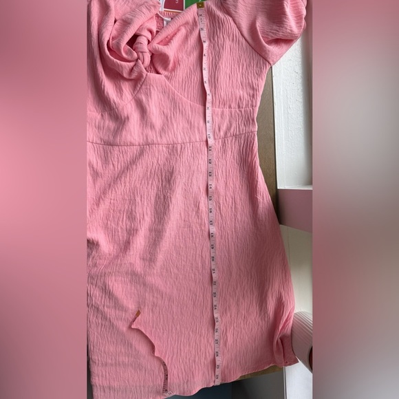 Dokotoo Pink Mini Dress V Neck Short Sleeve Tie Back Dress Size M - Picture 9 of 9